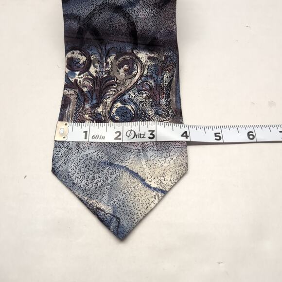 Albert Nipon Mens Neck Tie Silk Blue Purple Swirl Wide - Picture 6 of 7